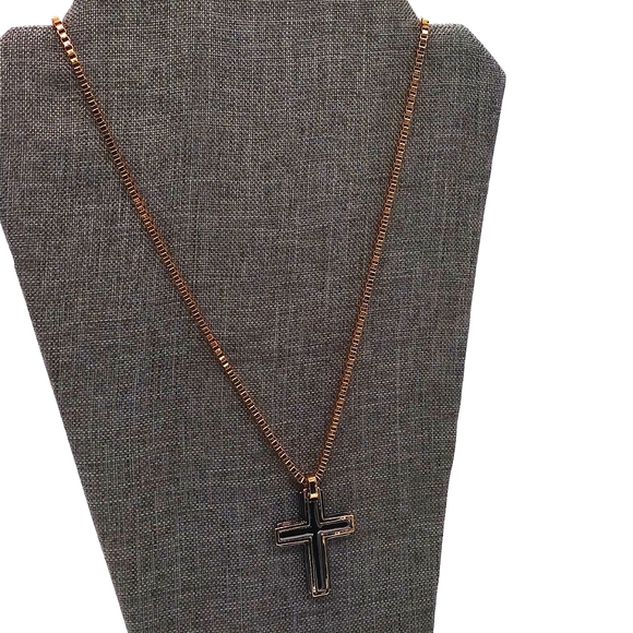 GUESS 26" Gold Hematite Cross DPendant Necklace - Picture 3 of 5